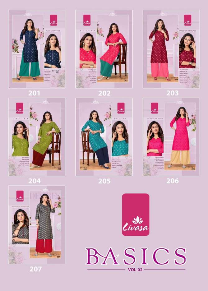 Livasa Basics 2 Rayon Printed Regular  Wear Designer Kurti Collection